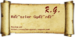 Röszler Győző névjegykártya
